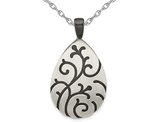 Sterling Silver Burnished Swirl Drop Necklace Pendant with Chain